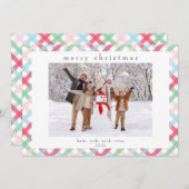 ジンガカラフルムチェックのクリスマス写真 シーズンカード (正面/裏面)