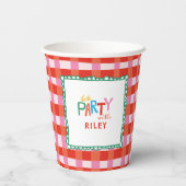 ジンガカラフルム「レッツパーティー」名前をカスタムするキッズ 紙コップ (裏面)