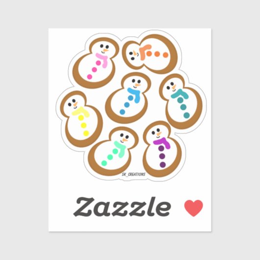ジンガカラフルーパン雪だるまCookie シール (シート)
