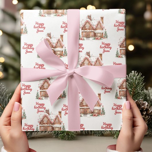 ジンガカラフルーブレッドハウスハッピーバースデー ラッピングペーパー