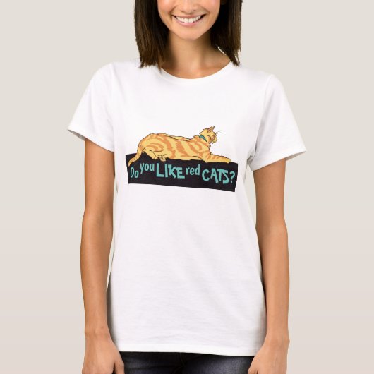 ジンガストライプのー猫は赤い猫が好き？ Tシャツ (正面)