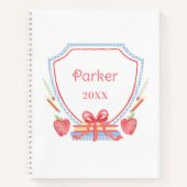 ジンガパーソナライズされたムスクールクレスト ノートブック (正面)