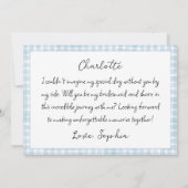 ジンガパーソナライズされたム・ブランチのブライド・メイド提案 ノートカード (裏面)