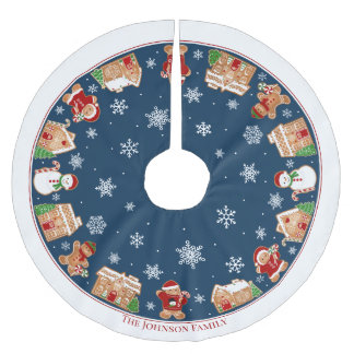 ジンガパーソナライズされたーブレッドビレッジブラッシュポリエステル ブラッシュドポリエステルツリースカート