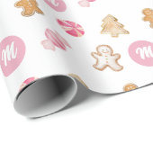 ジンガパーソナライズされたーブレッドホリデーギフト ラッピングペーパー (ロールコーナー)