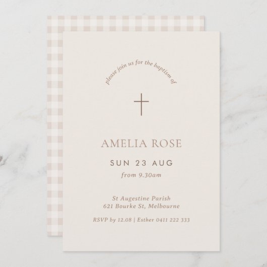 ジンガミニマルムバプテスマ《キリスト教》洗礼式や命名式クロス招待状 招待状 (正面/裏面)