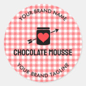 ジンガムはピンク柄の瓶ラベルをビジネス用にチェック ラウンドシール (正面)