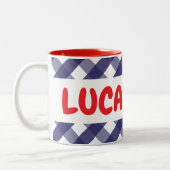 ジンガムカニのパーソナライズされたマグカップ ツートーンマグカップ (左)