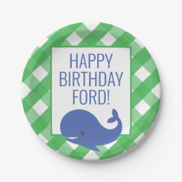 ジンガムクジラパーソナライズされたパーティープレート ペーパープレート