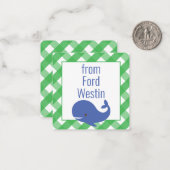 ジンガムパーソナライズされたクジラ贈答用囲いカード ノートカード (正面/裏面インサイチュ)