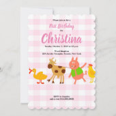 ジンガムファームアニマルベビーファースト誕生日招待状 招待状 (正面)