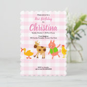 ジンガムファームアニマルベビーファースト誕生日招待状 招待状 (スタンド正面)