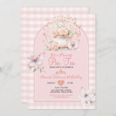 ジンガムプリンセスパルティーピンクバタフライ誕生日 招待状 (正面/裏面)