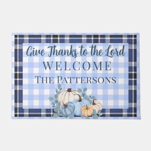 ジンガム・詩篇136与え:3感謝してい主秋へ ドアマット (正面)
