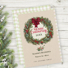 ジンガモダンムチェックファームハウスクリスマスリース シーズンカード