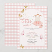 ジンガモダンムバタフライピンクツチュバレリーナ 招待状 (正面/裏面)
