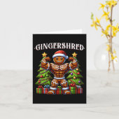 ジンガーおもしろいシュレッドジンジャーブレッドマンジムボディビル カード (黄色い花)