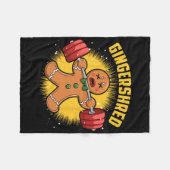 ジンガーおもしろいシュレッドジンジャーブレッドマンジムボディビル フリースブランケット (正面(横))