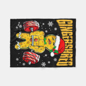 ジンガーおもしろいシュレッドジンジャーブレッドマンジムボディビル フリースブランケット (正面(横))