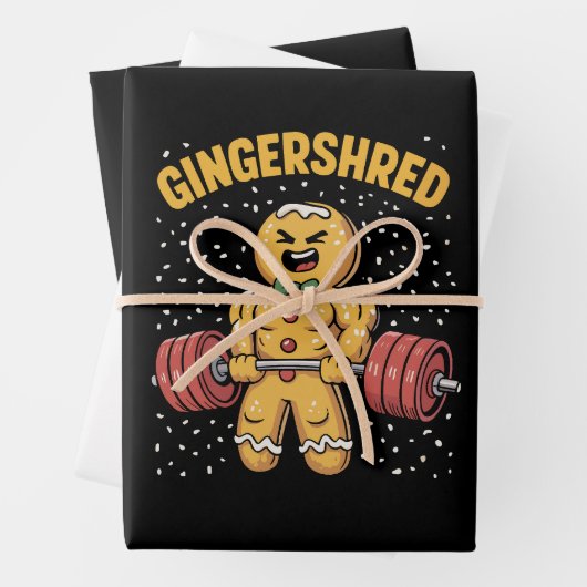 ジンガーおもしろいシュレッドジンジャーブレッドマンジムボディビル ラッピングペーパーシート (インサイチュ)