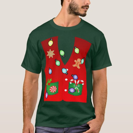ジンガーおもしろいパンのクッキーの醜いクリスマスセーター Tシャツ (正面)
