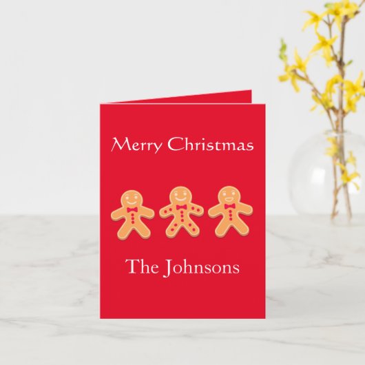 ジンガーおもしろいブレッドクリスマスホリデー カード (黄色い花)