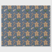 ジンガーお洒落パンとキャンディーキャンクリスマス ラッピングペーパー (フラット)