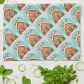 ジンガーお洒落ブレッドハウスクリスマスシーン キッチンタオル (折り畳み)