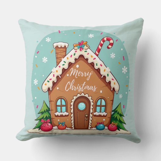 ジンガーお洒落ブレッドハウスクリスマスシーン クッション (正面)