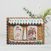 ジンガーお洒落ブレッドハウスファミリーフォトクリスマス シーズンカード (スタンド正面)