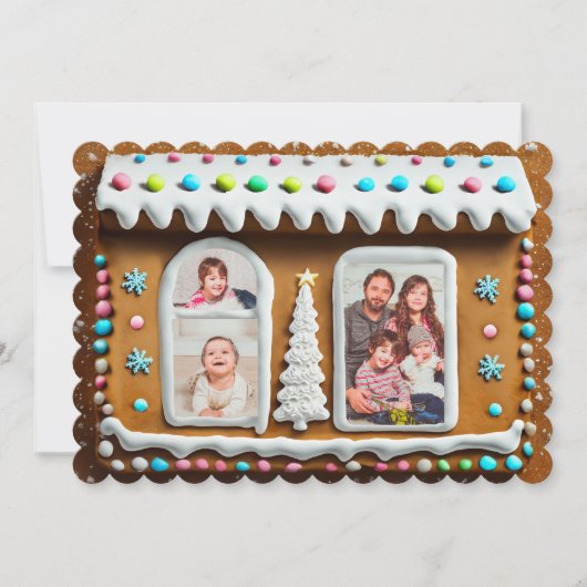 ジンガーお洒落ブレッドハウスファミリーフォトクリスマス シーズンカード (正面)