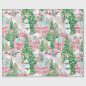 ジンガーお洒落ブレッドパステルピンククリスマス ラッピングペーパー (フラット)