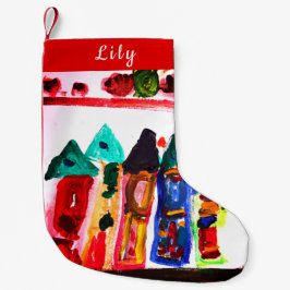 ジンガーカラフルブレッドハウズパーソナライズされた スモールクリスマスストッキング