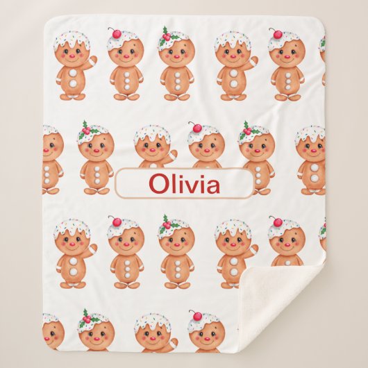ジンガーパーソナライズされたブレッドクッキーのクリスマスクリスマス シェルパブランケット (正面)
