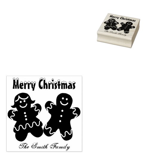 ジンガーパーソナライズされたブレッドクリスマスホリデーファミリー ラバースタンプ (押印)
