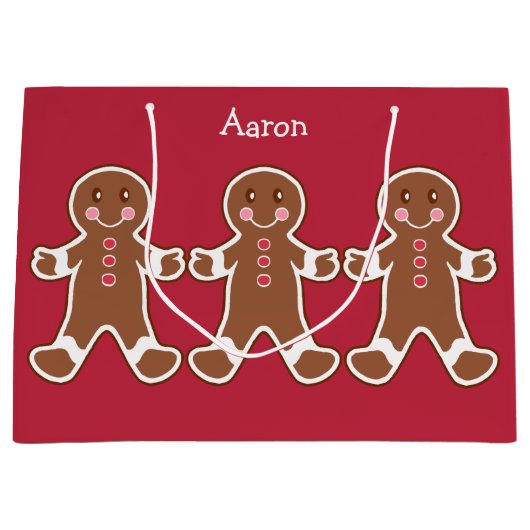 ジンガーパーソナライズされたブレッドボーイズ抱き枕 ラージペーパーバッグ (正面)