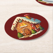 ジンガーブレッドの家 ラウンドペーパーコースター (アングル)