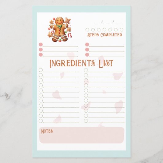 ジンガーブレッドウィーズヴィンテージファームハウスレシピページ (裏面)