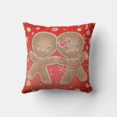 ジンガーブレッドガールボーイペパーミントホリデークリスマス クッション (裏面)