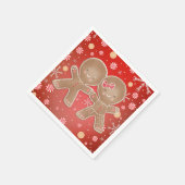 ジンガーブレッドガールボーイペパーミントホリデークリスマス スタンダードカクテルナプキン (角)