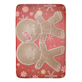 ジンガーブレッドガールボーイペパーミントホリデークリスマス バスマット (正面縦)