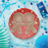 ジンガーブレッドガールボーイペパーミントホリデークリスマス ペーパープレート (パーティー)