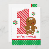 ジンガーブレッドガール1st誕生日招待状 インビテーションポストカード (正面/裏面)