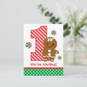 ジンガーブレッドガール1st誕生日招待状 インビテーションポストカード (スタンド正面)