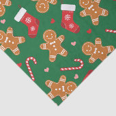 ジンガーブレッドキャンディーケインストッキングクリスマスグリーン 薄葉紙 (詳細)