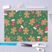 ジンガーブレッドキャンディーケインストッキングクリスマスグリーン 薄葉紙 (クラフト)