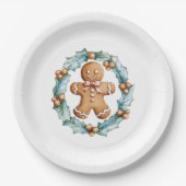 ジンガーブレッドクッキーのリース ペーパープレート (正面)