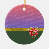 ジンガーブレッドクッキーキャンディーケーンホリデーフォトオルナム セラミックオーナメント (正面)