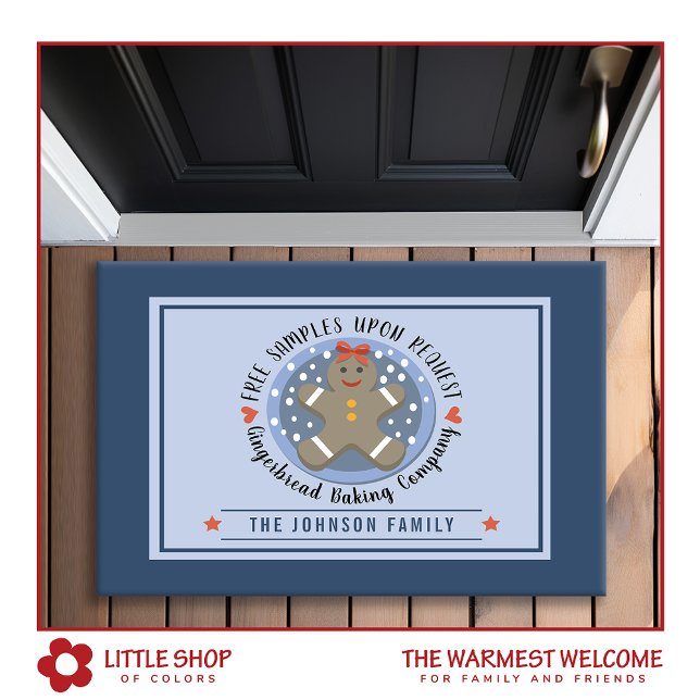 ジンガーブレッドクッキーベーキング会社ファミリー名 ドアマット (クリエイターアップロード済み)