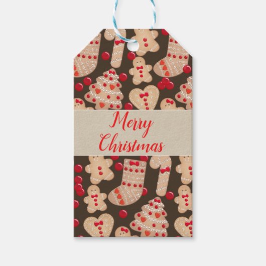ジンガーブレッドクッキーホリデークッキー交換パーティー ギフトタグ (正面)